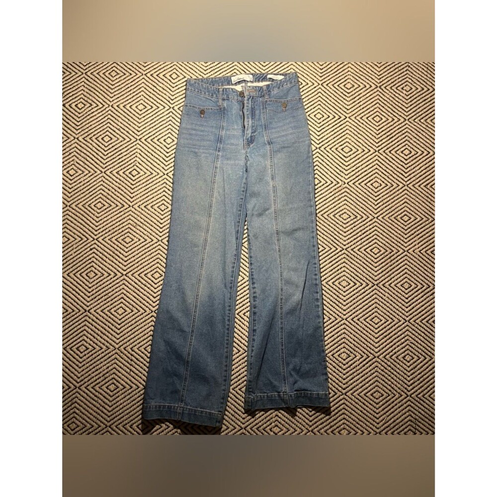 Codie High Rise Wide Leg 70s disco button detail front seam size 27